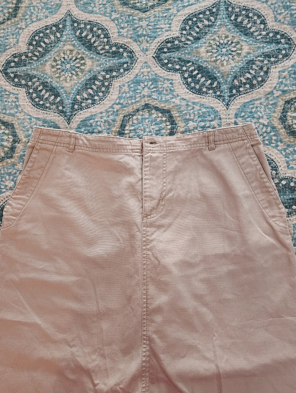 Vintage 90s White Stag Khaki Cotton Midi Skirt Slit Desert Sand Minimalist Y2K - Picture 6 of 9